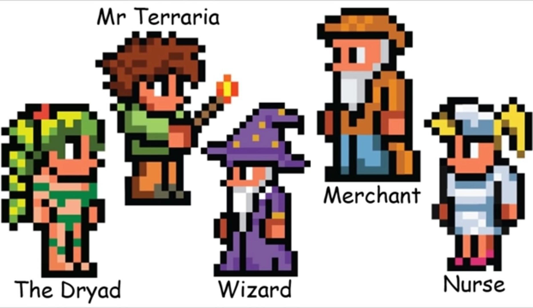 Террария 1.4 персонажи. Игра террария герои. Terraria герои. Персонаж из игры Terraria. Пиксель арт террария персонажи.