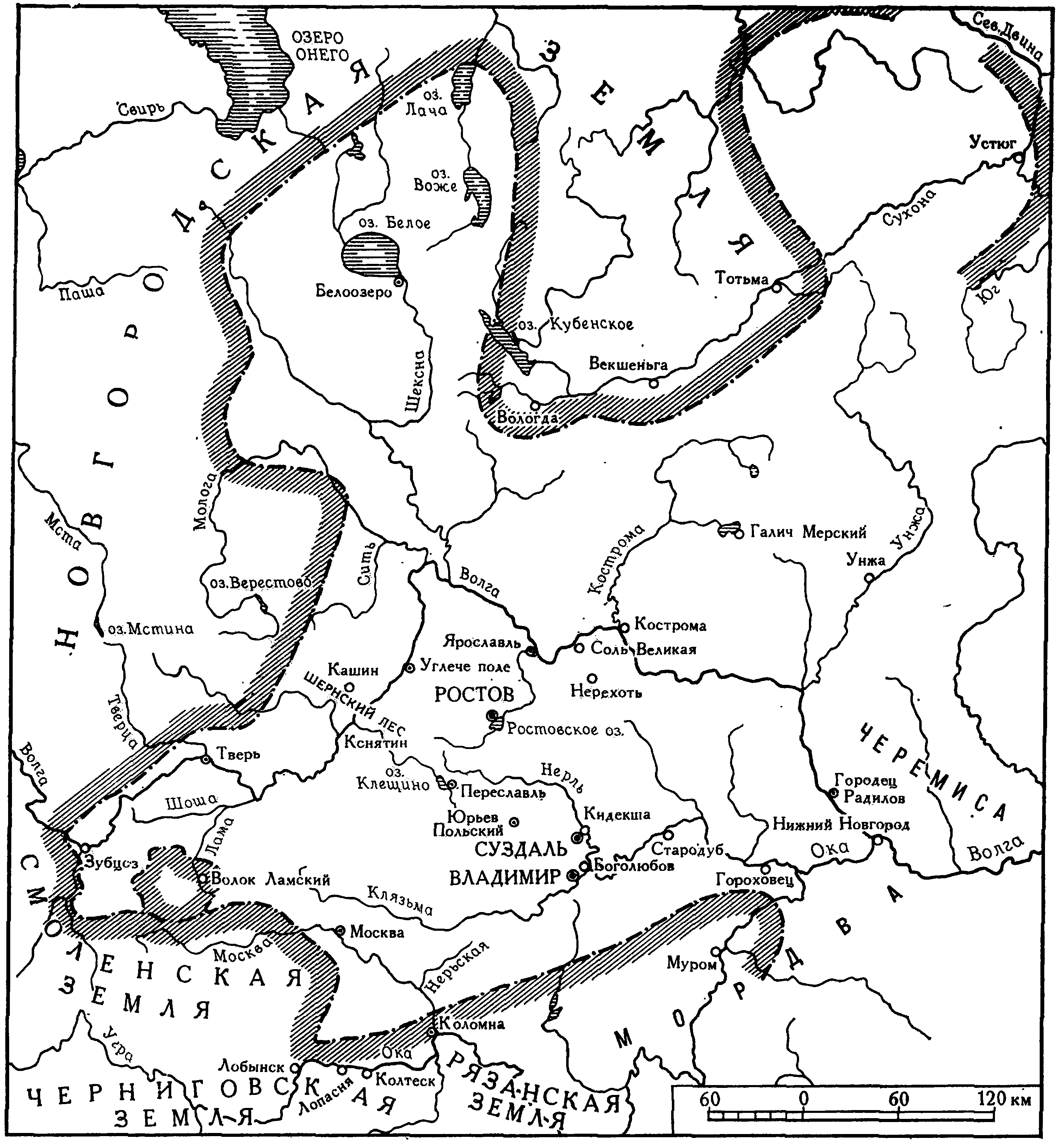 Владимиро суздальская земля контурная карта
