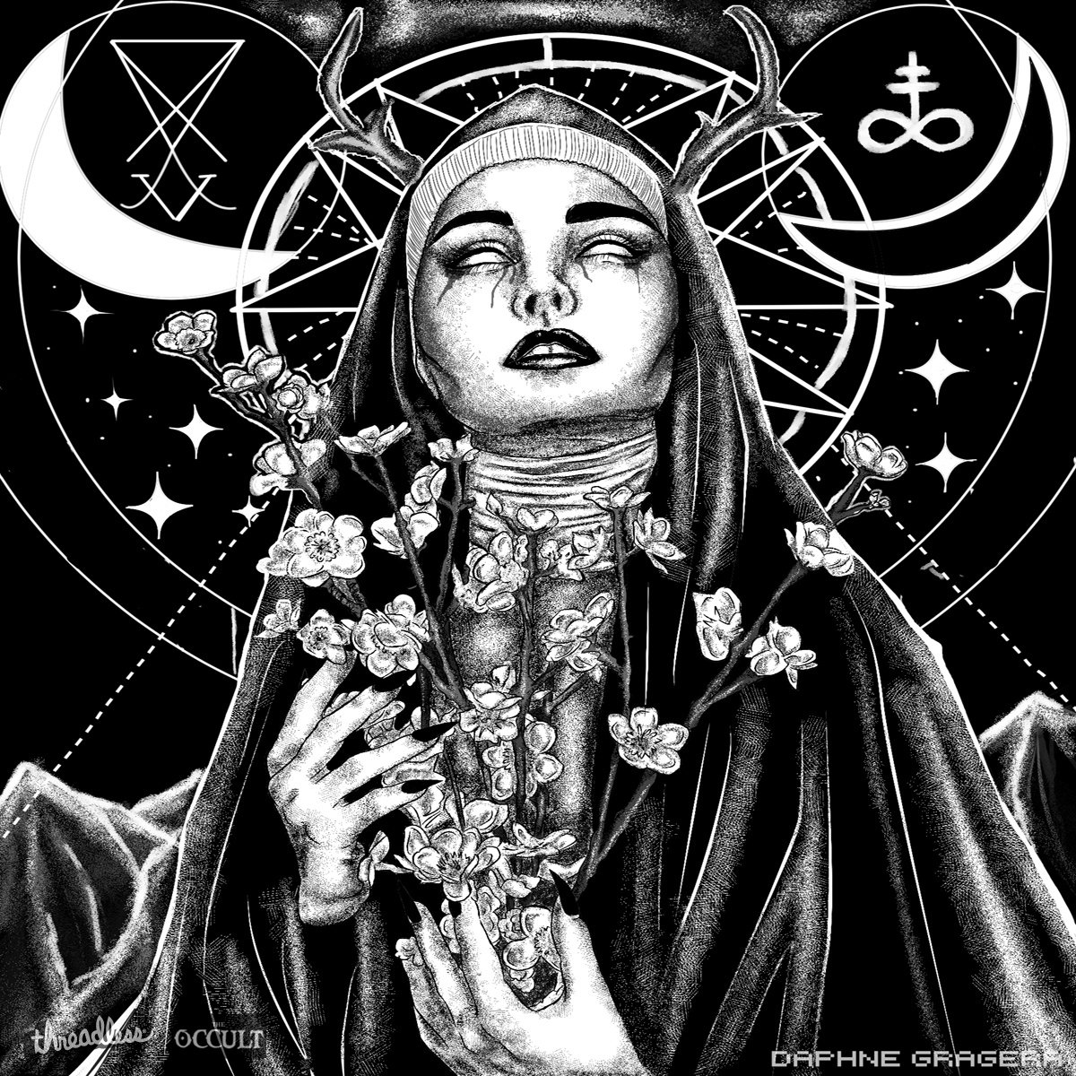 Невидимый мир оккультная певица. Сатанинская ведьма Occultist. Геката и Бафомет. Тёмный Иисус сатанинская гравюра.