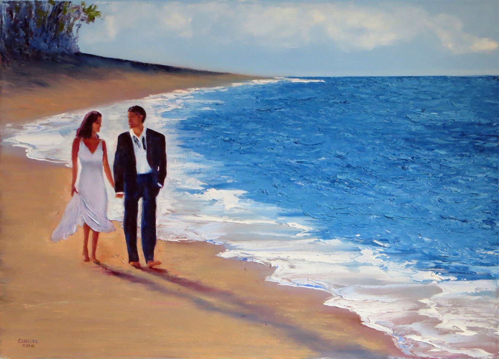 Пейзаж любви. Влюбленные на море живопись. Картина маслом двое у моря. Прогулка у моря. Картина пара на берегу моря.