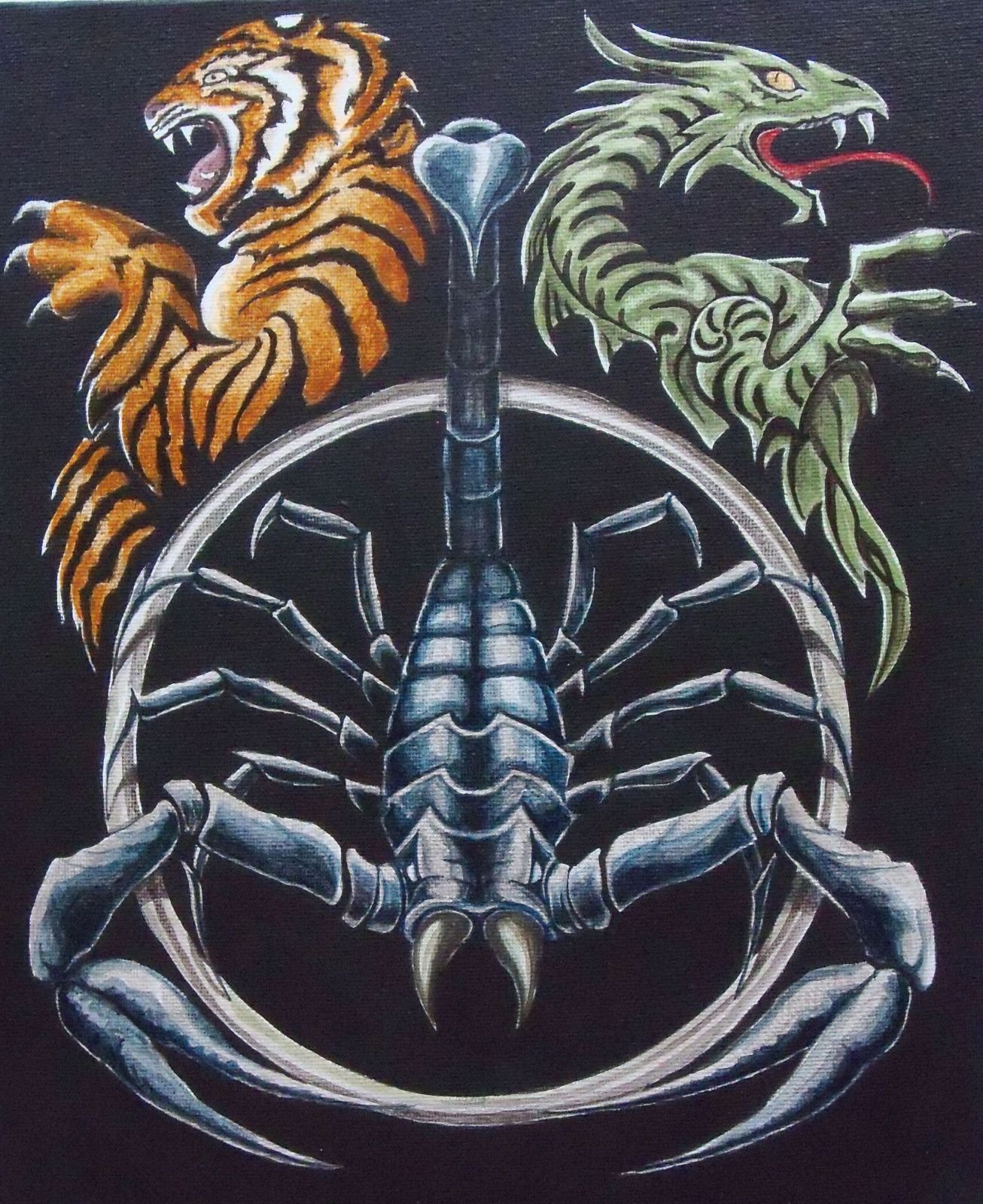 Гороскоп скорпиона тигр. Скорпион. Тигр и дракон. Тату тигр и Скорпион. Тату дракон и тигр.
