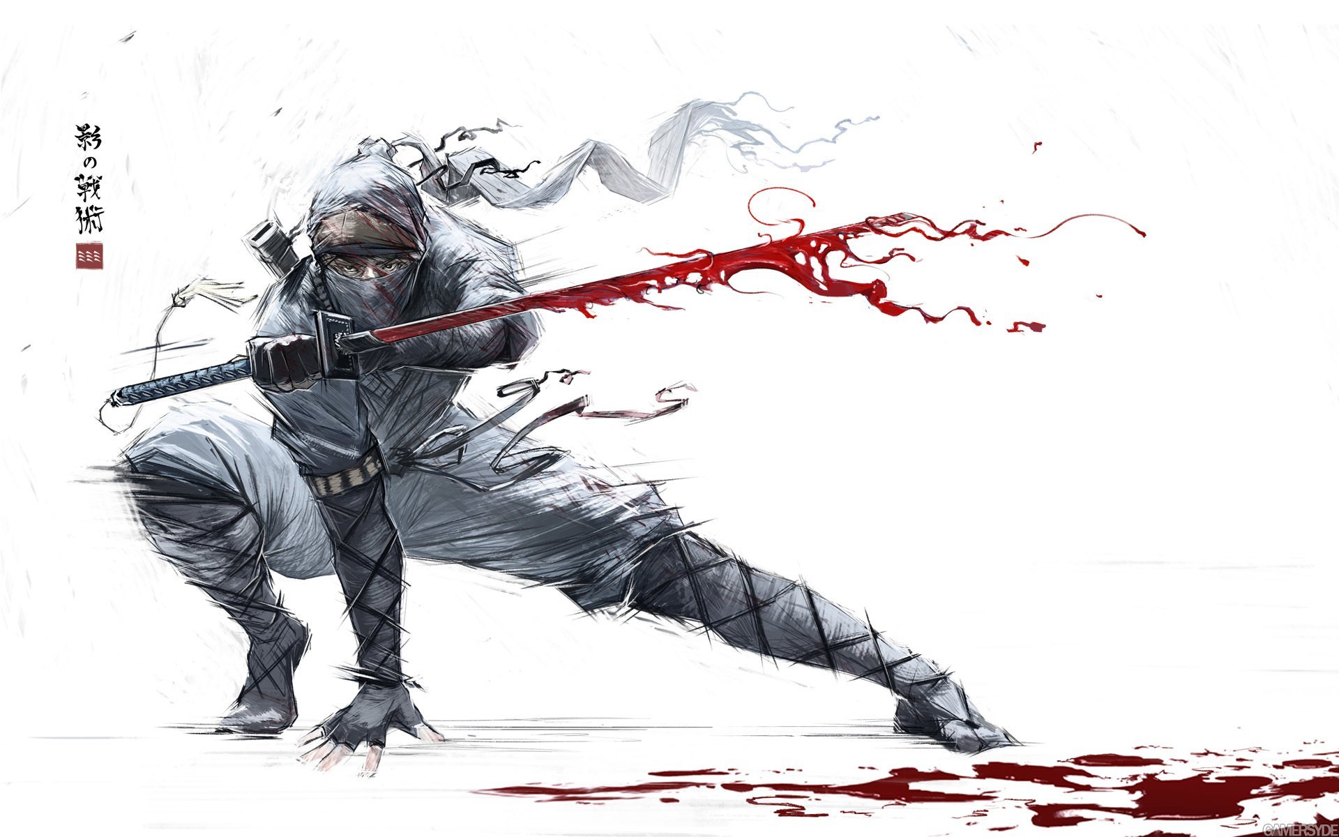 Клан крадущихся. Shadow Tactics Blades of the Shogun Art. Самурай призрак Синоби. Самурай арт. Ниндзя с катаной.