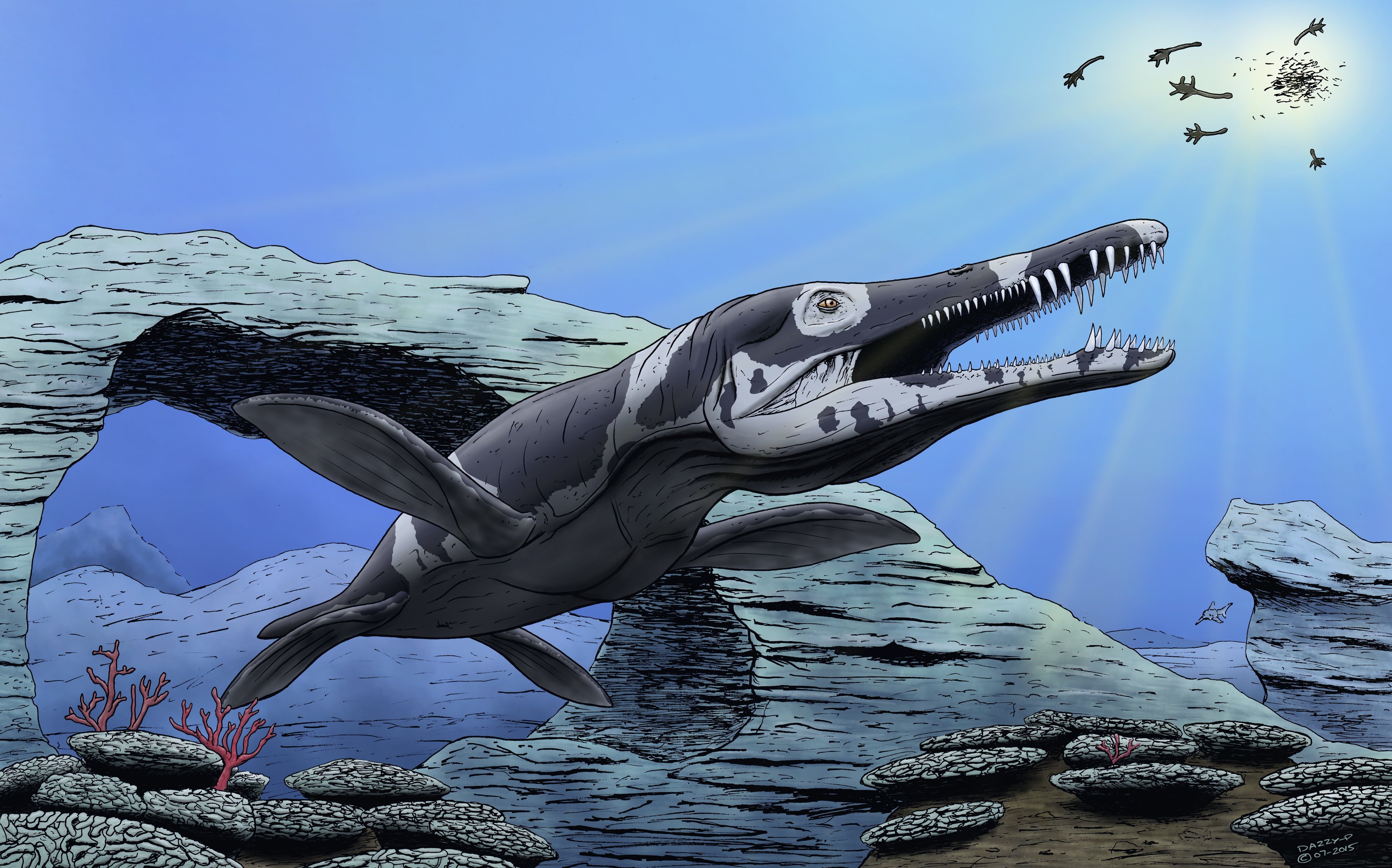 Ихтиозавры вторичноводные. Кронозавр. Лиоплевродон и Кронозавр. Лиоплевродон и Мозазавр. Палеоарт ДУНКЛЕОСТЕЙ.