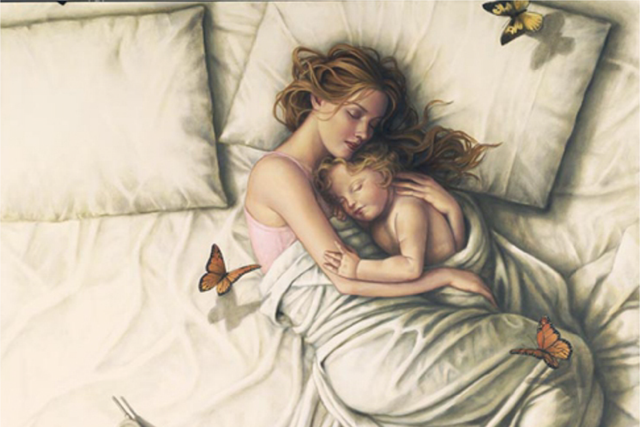 Daughter night. Мама и дитя. Мать с младенцем фэнтези. Мама ангел. Детские сны.