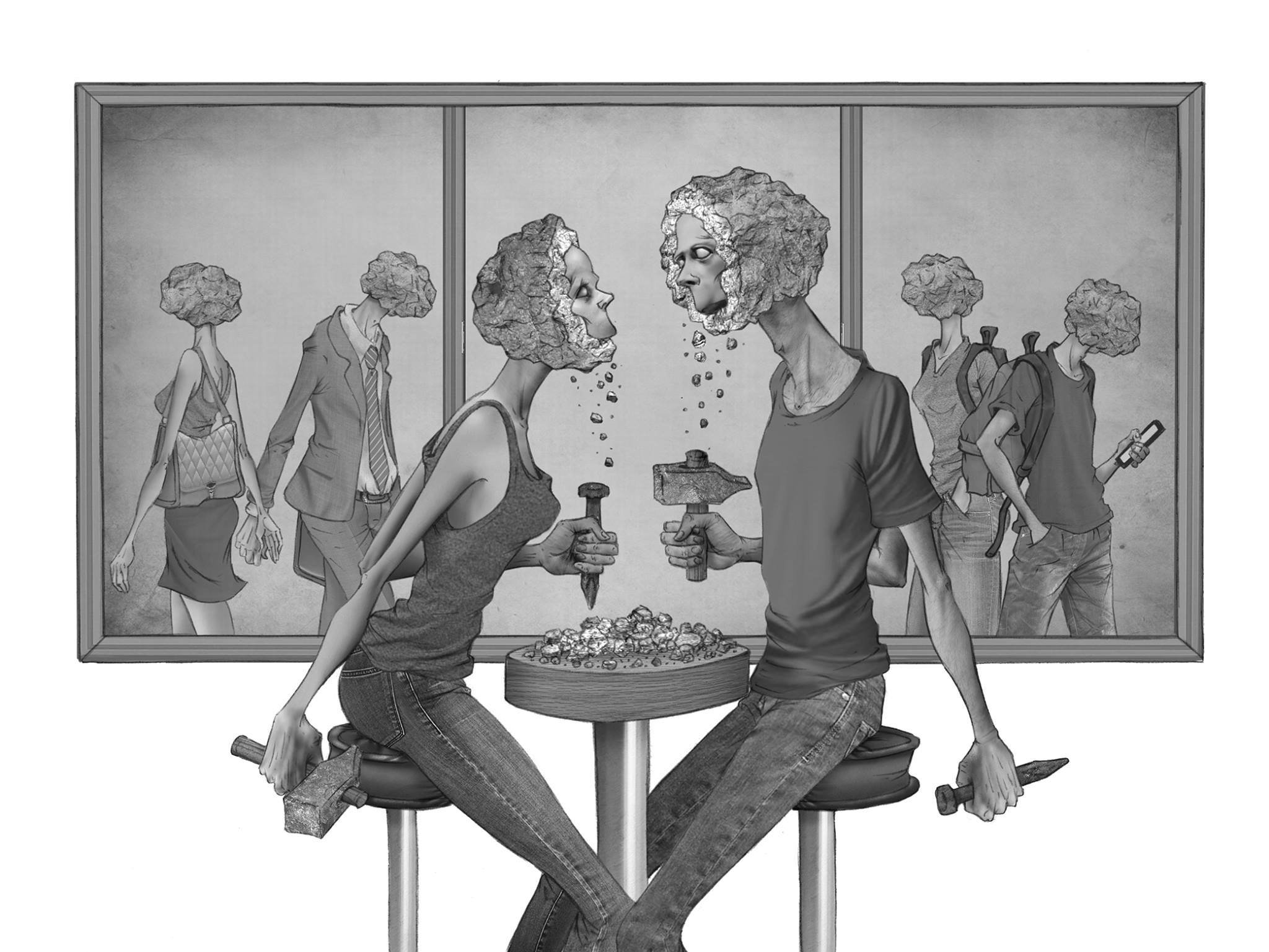 Пороки мужа. Аргентинский художник Аль Марген. Современное искусство карикатура. Современные иллюстрации. Современные Реалии в иллюстрациях.