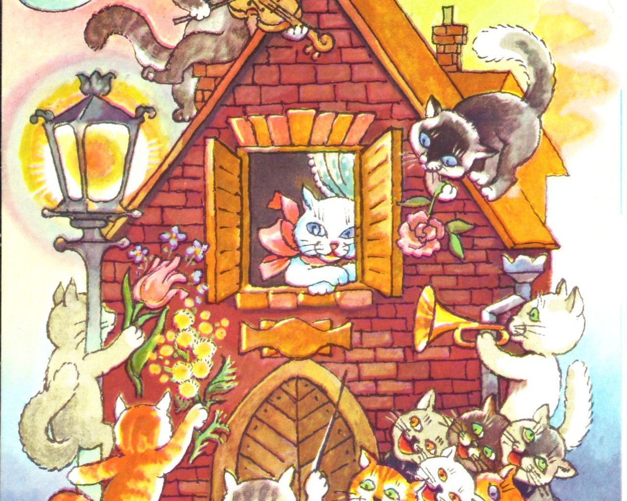 Сказка дом кота. Кошкин дом Маршак иллюстрации. Кошкин дом Маршак иллюстрации пожар.