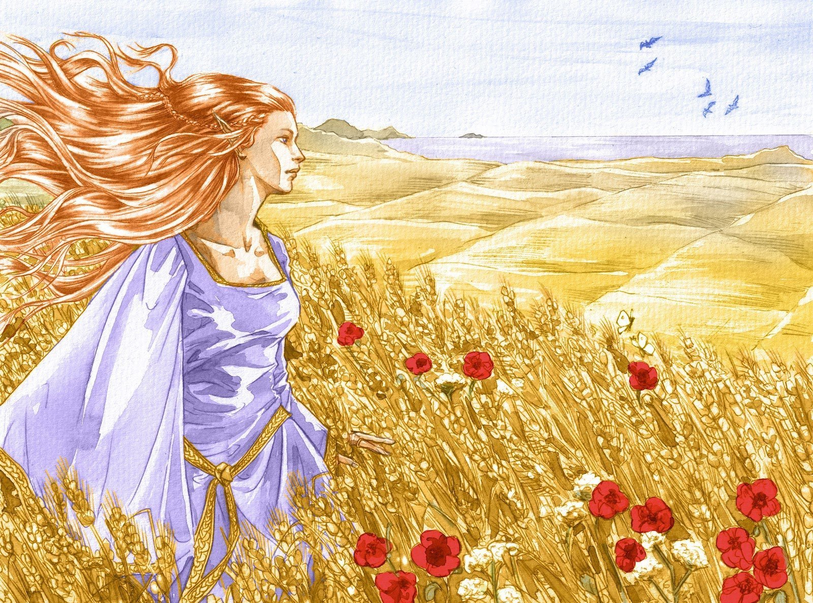Произведения о мать природа. ЛАММАС Лугнасад. Девушка с волосами цвета льна. Девушка в поле. Девица в поле с золотыми волосами.