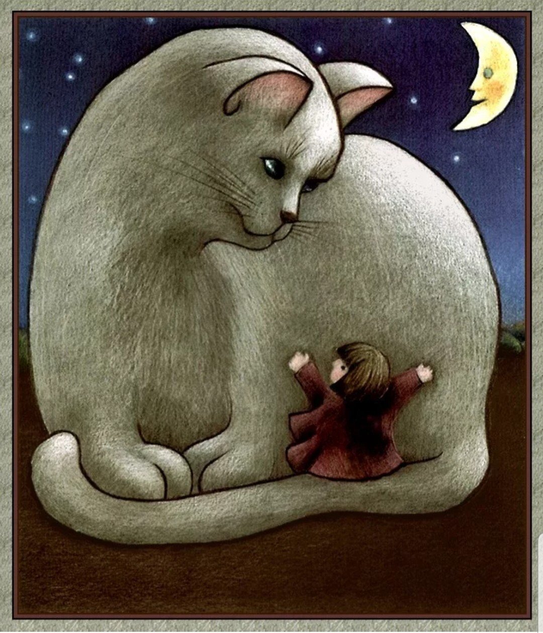 Котэ колыбельная. Спокойной ночи котики. Коты рисунки. Лунный котенок. Спокойной ночи художники.