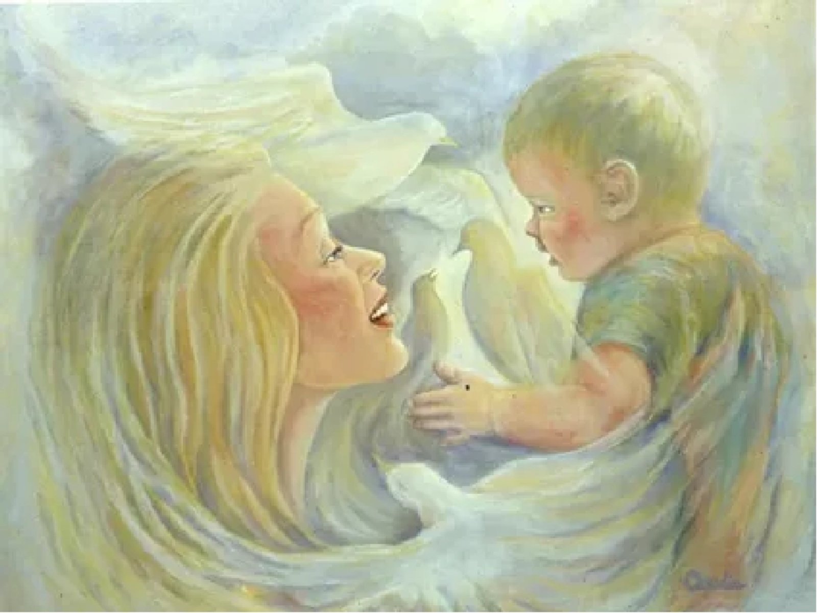 С мамой всегда тепло. Мать с ребенком. Ангел с ребенком на руках. Образ матери. Женщина с ребенком живопись.