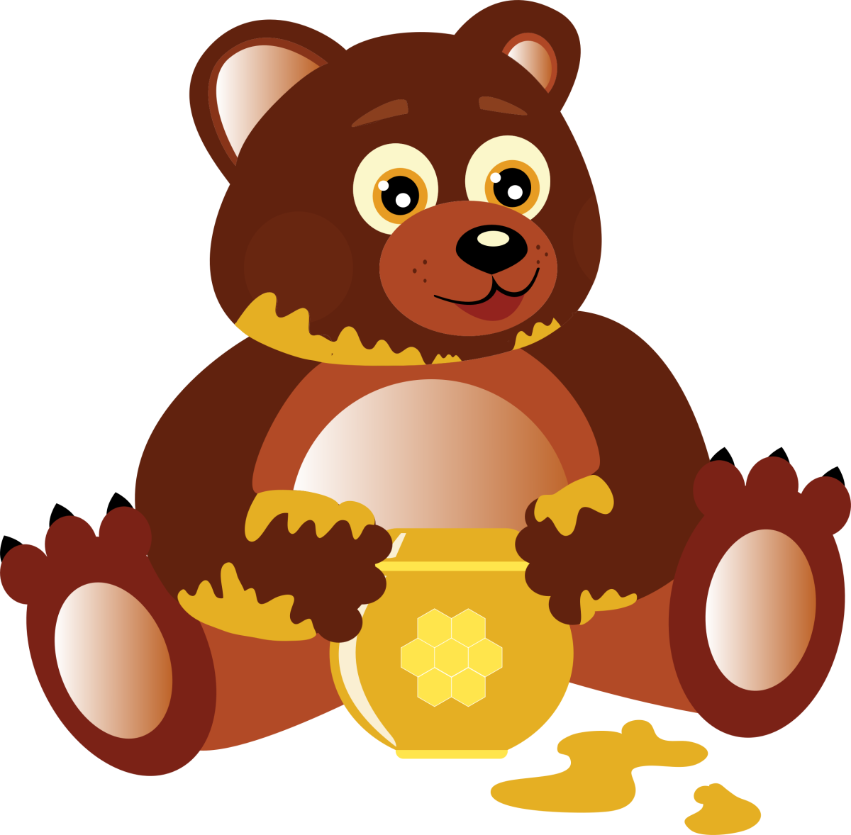 Медведь из сказки теремок. Медведь мультяшный. Мишка и мед. Медвежонок мультяшный. Медведь с медом.