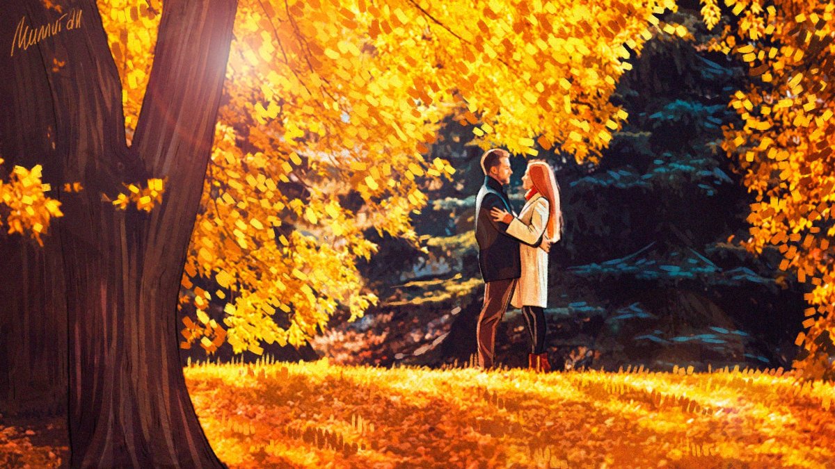 Осень дарит вдохновение. Влюбленные в осеннем парке. Осень любовь. Влюбленная пара осень. Золотая осень влюбленные.