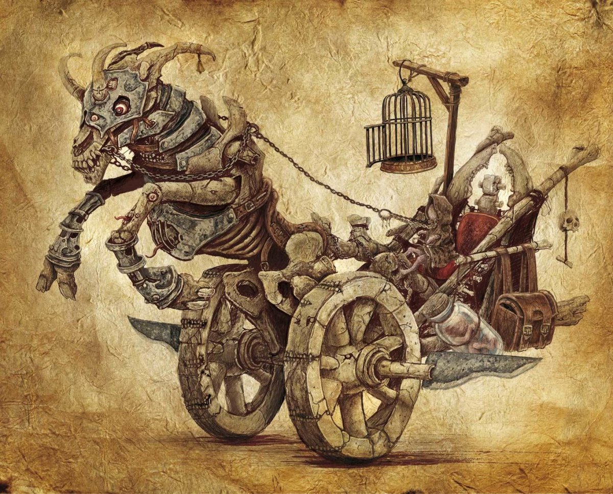 Телега арты. Серпоносная колесница. Телега средневековье. Колесница фэнтези. Боевая колесница.