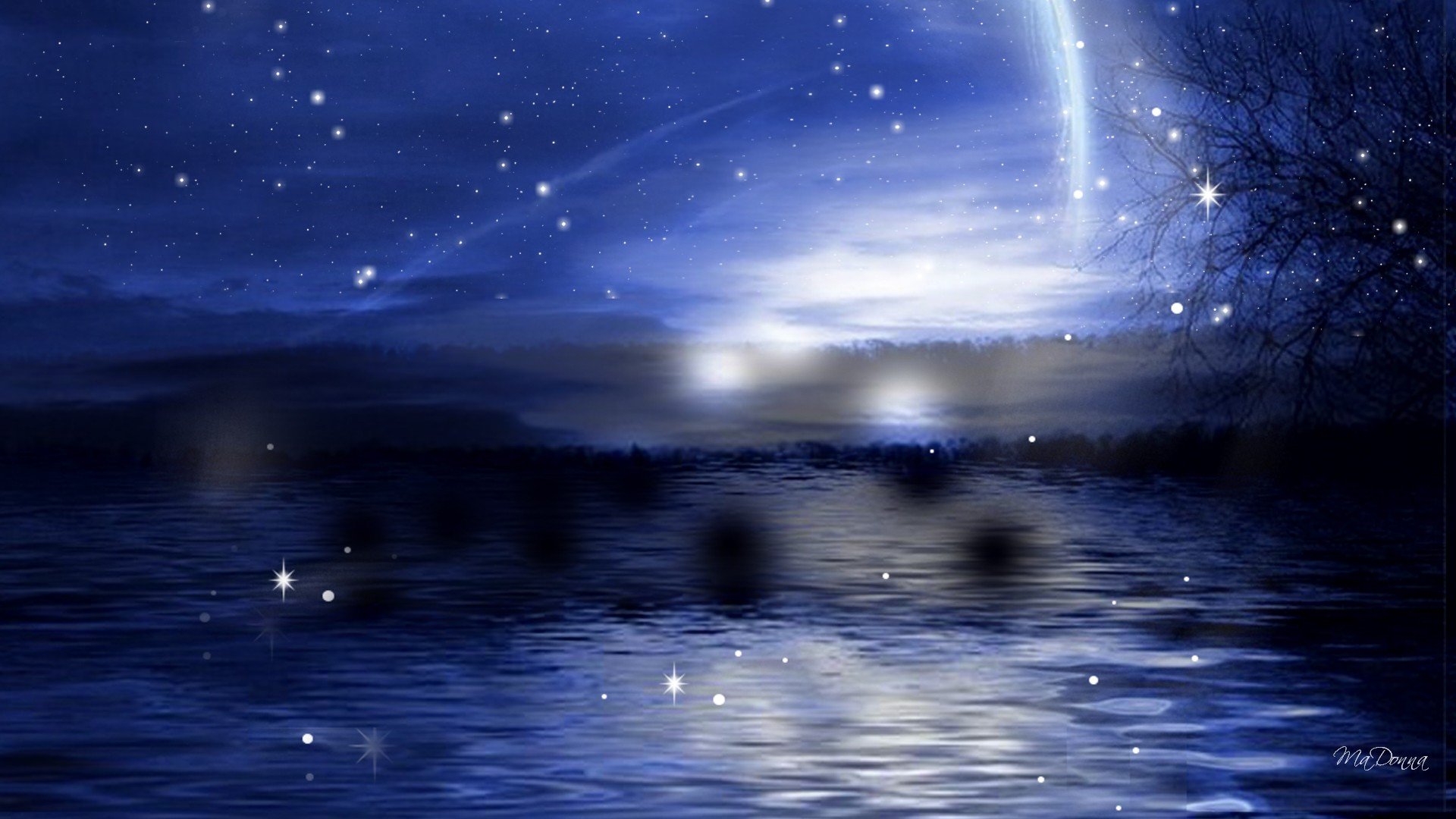 Ночь озеро звезды. Ночное озеро со звездами. Звездная река. Ночь озеро Луна. Светлая ночь.