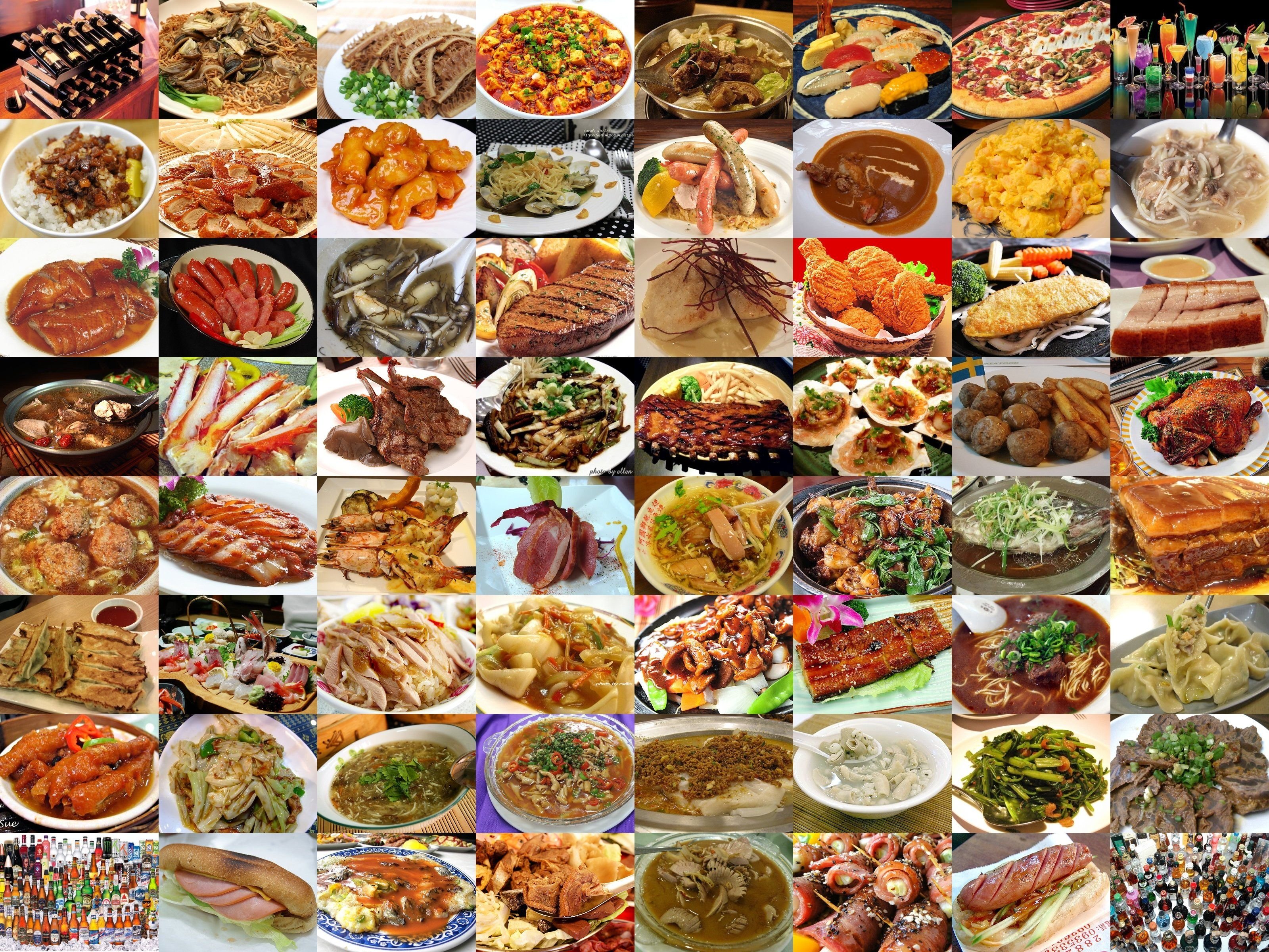 Блюда разных народов нашей страны. Много еды. Много разной еды. Разные национальные блюда.
