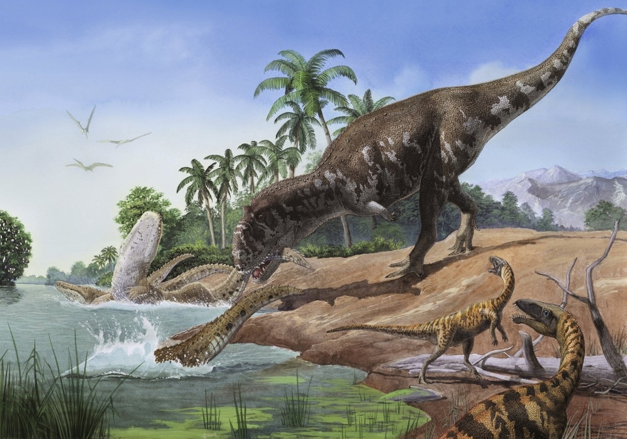 Люди мезозойской эры. Майюнгазавр динозавр.