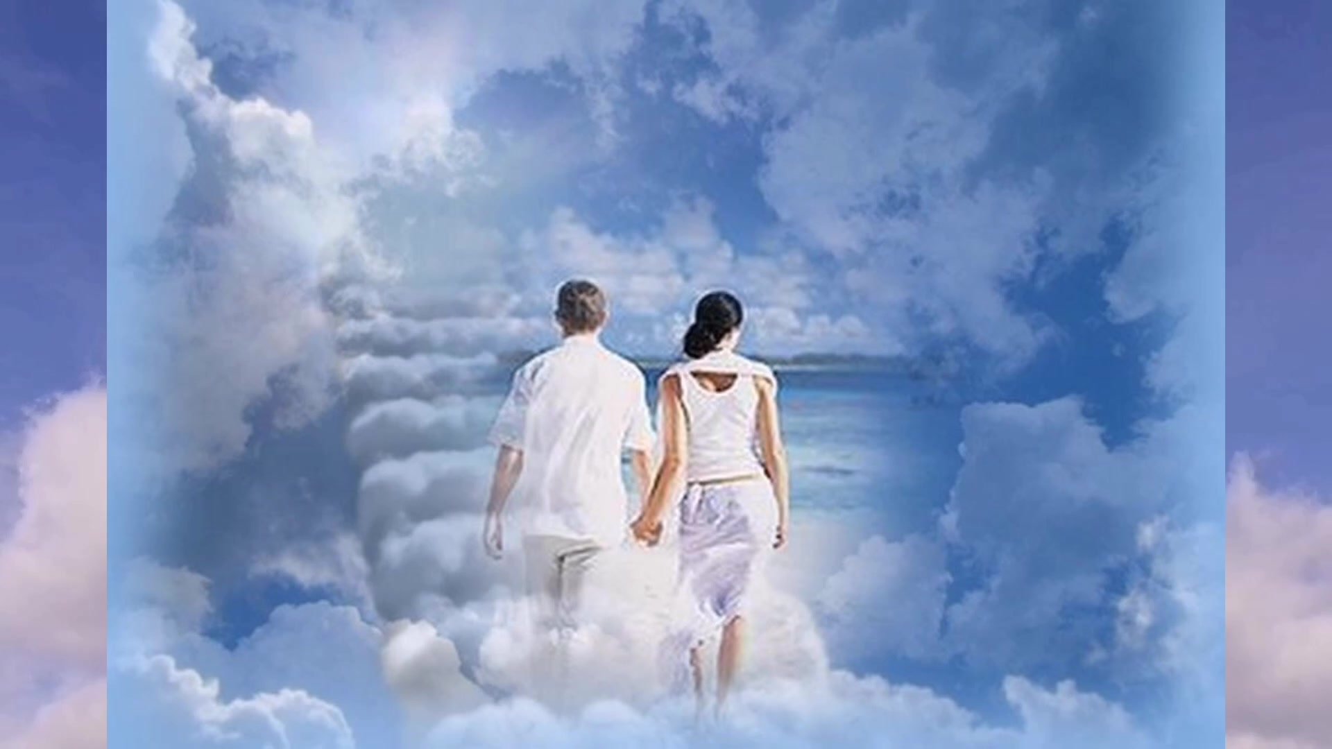 Душа тянется к родной. Влюбленные на небесах. Люди на небесах. Душа в раю. Влюбленные в облаках.