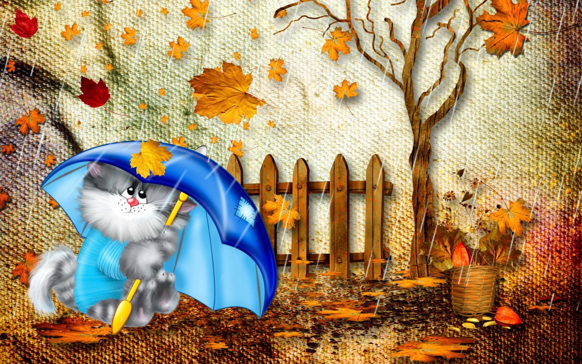 Осень позитивные картинки. Осень мультяшная. Осенние открытки. Осенние мультяшки. Осенний кот.