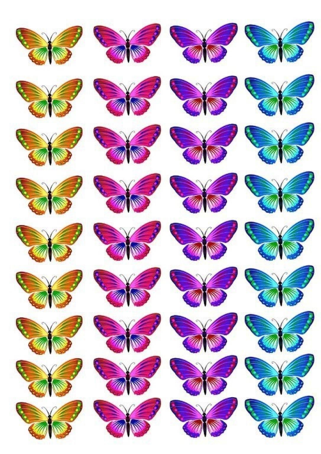 Бабочки для торта картинки для печати. Много бабочек. Разноцветные бабочки. Бабочки цветные. Бабочки для вырезания цветные.