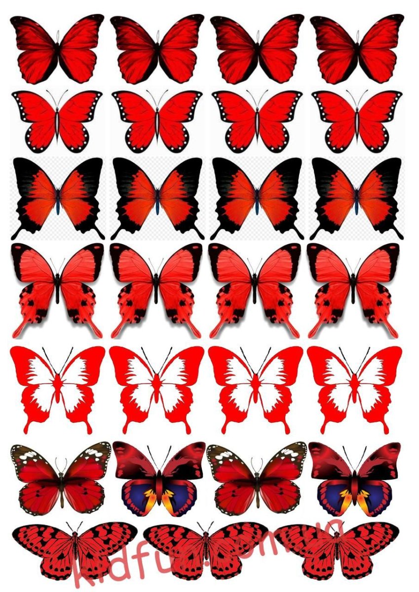 Красная бабочка. Бабочки для печати. Вафельные бабочки. Красные бабочки на вафельной бумаге. Бабочки для торта картинки для печати